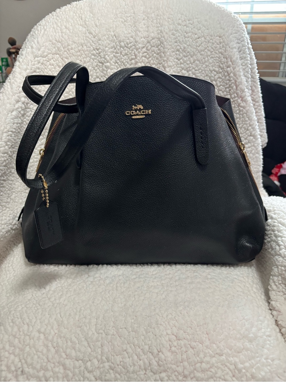 Coach Black Pebbled Leather Satchel with Gold Hardware